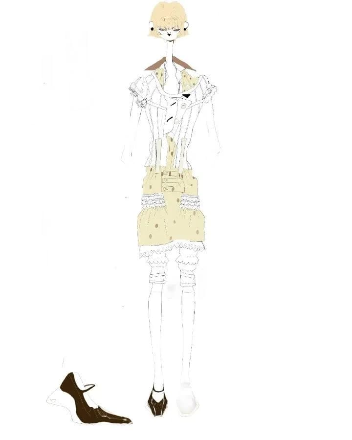 Whimsical Elegance: A Fashion Illustration of Timeless Style and Playful Charm