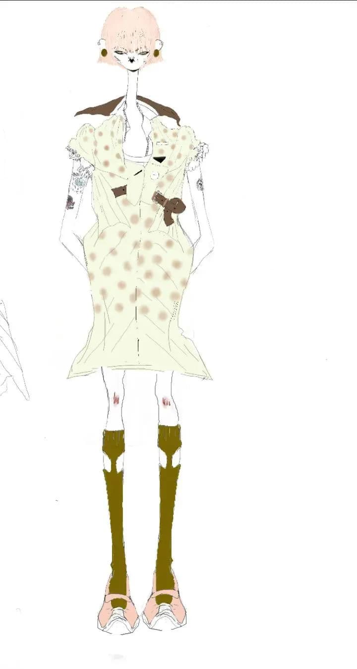 Whimsical Elegance: A Playful Fashion Illustration of Modern Chic