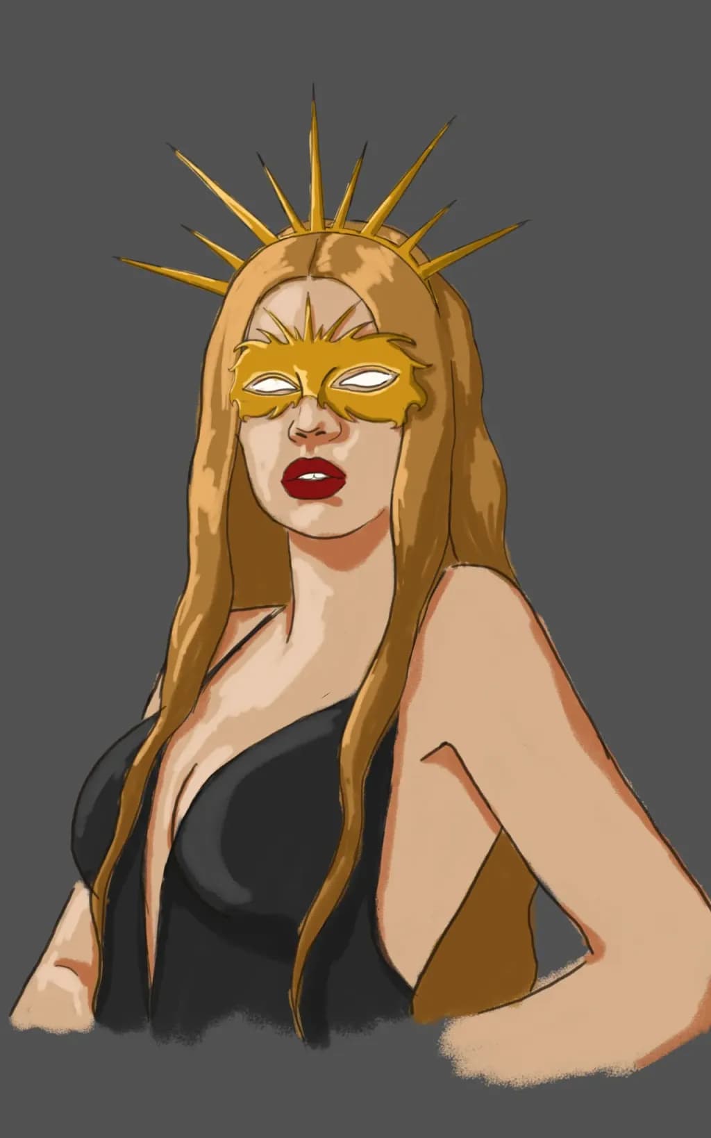 Golden Masked Elegance: A Portrait of Mystery and Allure