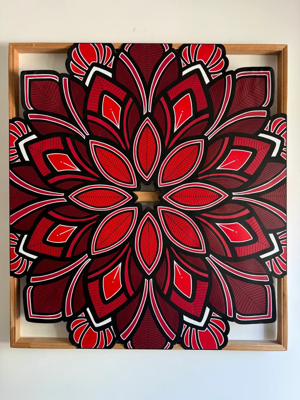 Radiant Red Mandala: A Decorative Floral Pattern for Vibrant Spaces