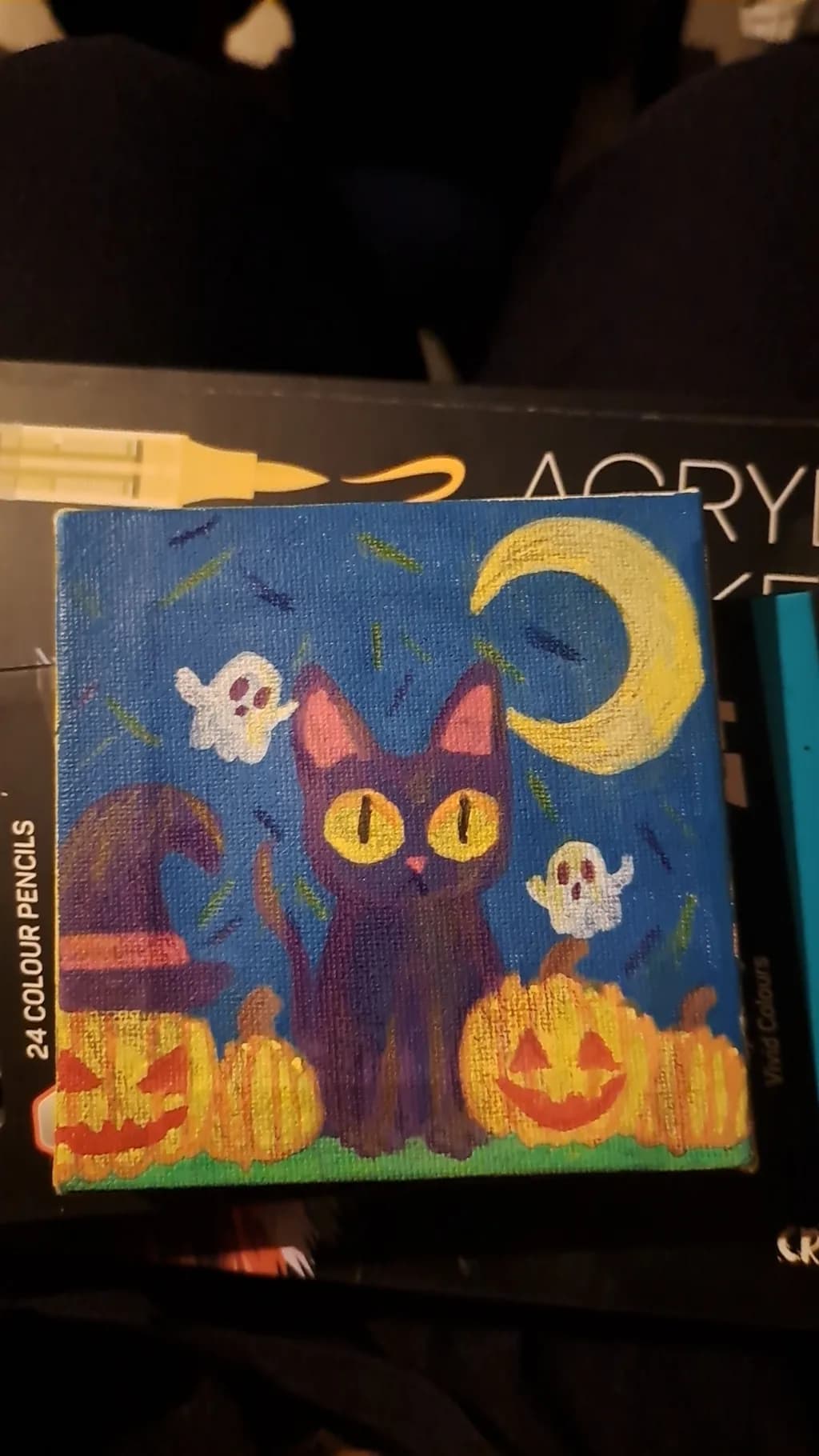 Whimsical Halloween Night: A Cat's Moonlit Adventure with Ghosts and Pumpkins