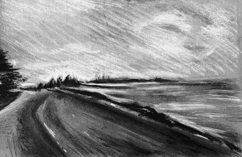 Whispers of the Monochrome Road: A Journey Through Texture and Sky