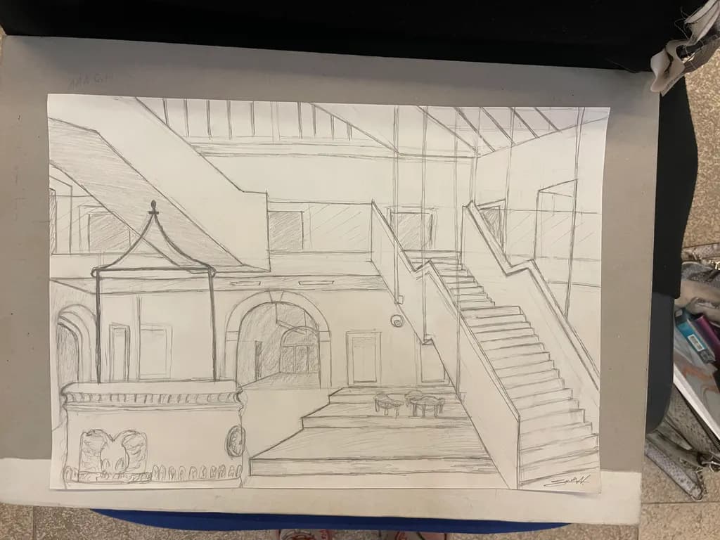 Stairway to Serenity: A Captivating Architectural Sketch of Modern Elegance