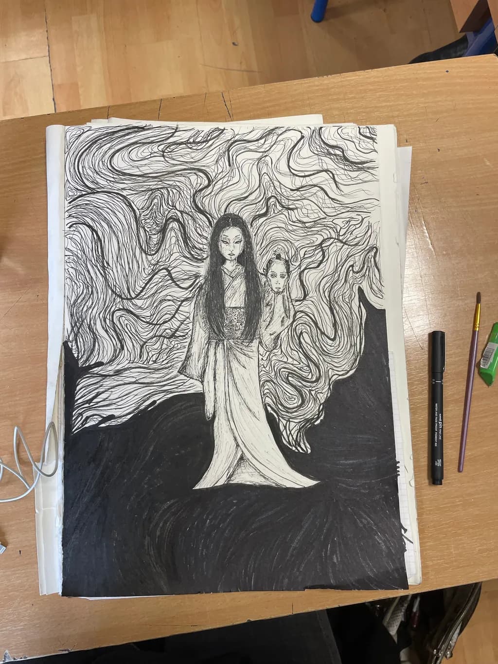 Whispers of the Veil: A Haunting Portrait of Duality and Mystery