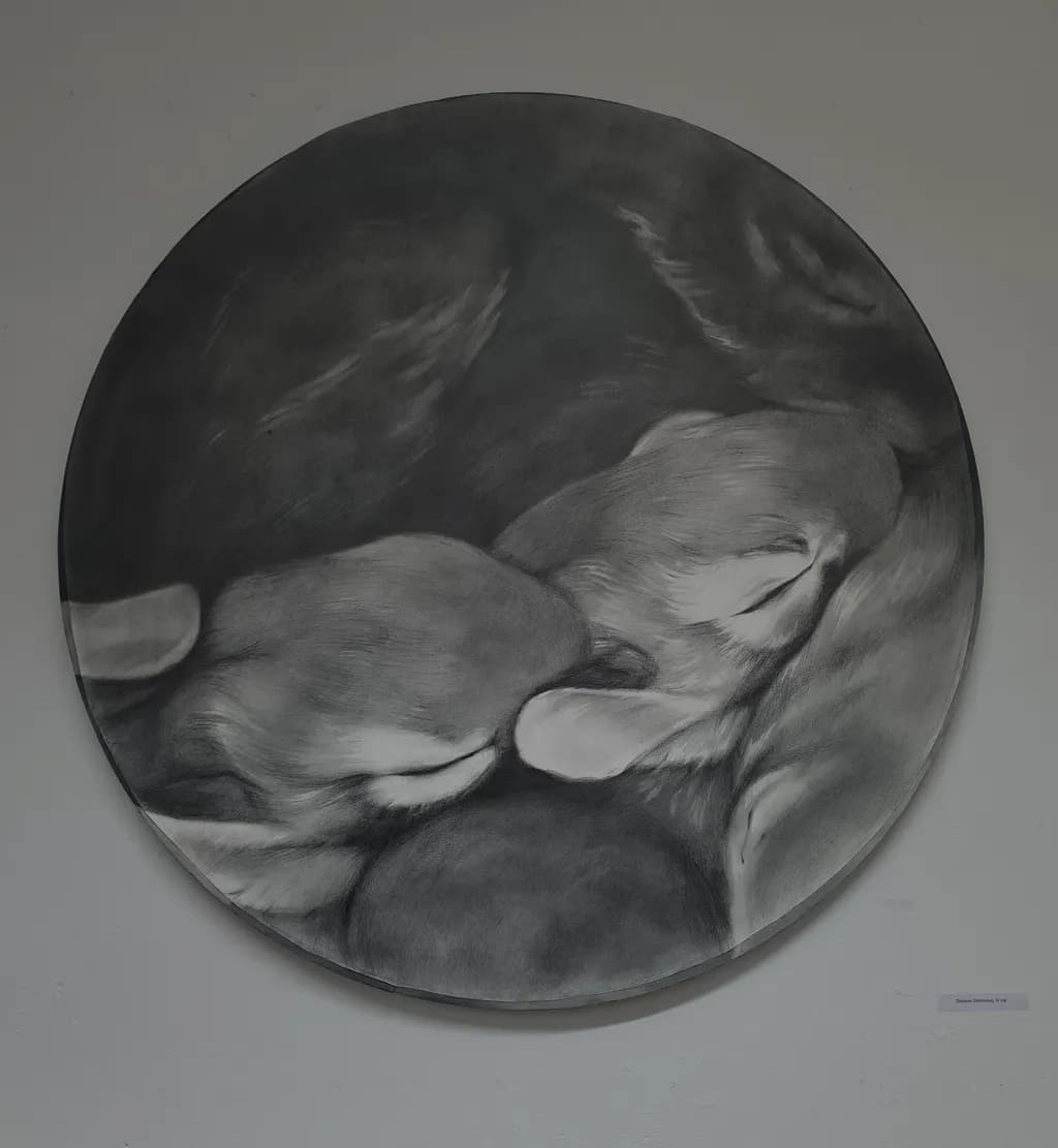 Whispers of Serenity: A Monochrome Embrace in Circular Harmony