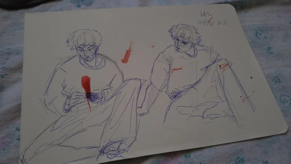 Whispers of Emotion: A Dual Portrait in Ink and Color