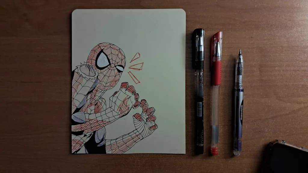Web-Slinger in Action: A Dynamic Spider-Man Illustration Captured in Bold Lines and Color