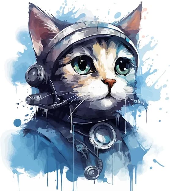 Whimsical Space Cat: A Cosmic Adventure in Blue