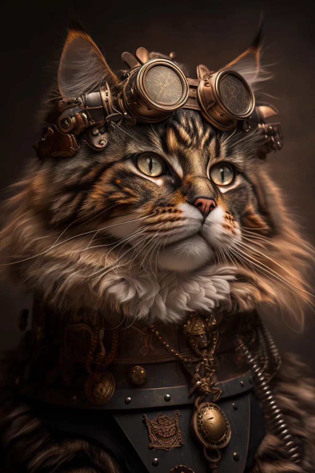 Whiskered Time Traveler: A Steampunk Cat Portrait