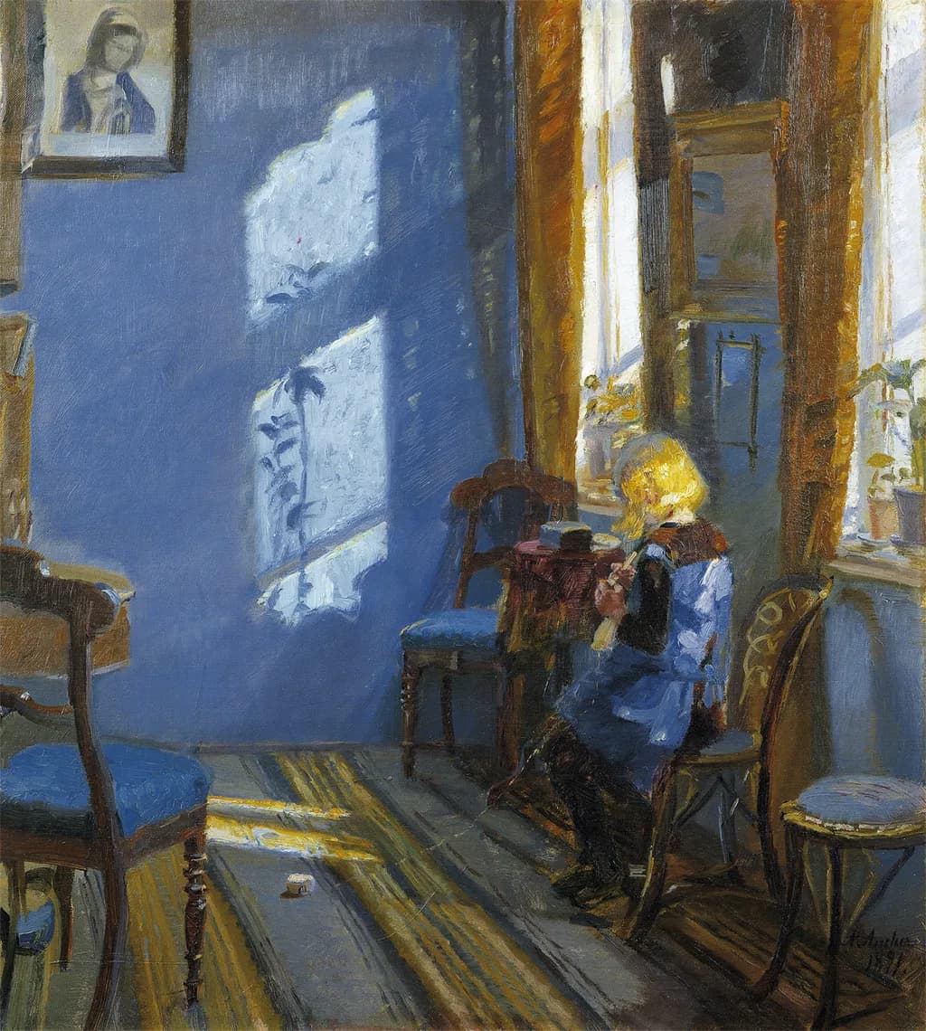 Whispers of Light: A Child's Solitude in a Sunlit Room