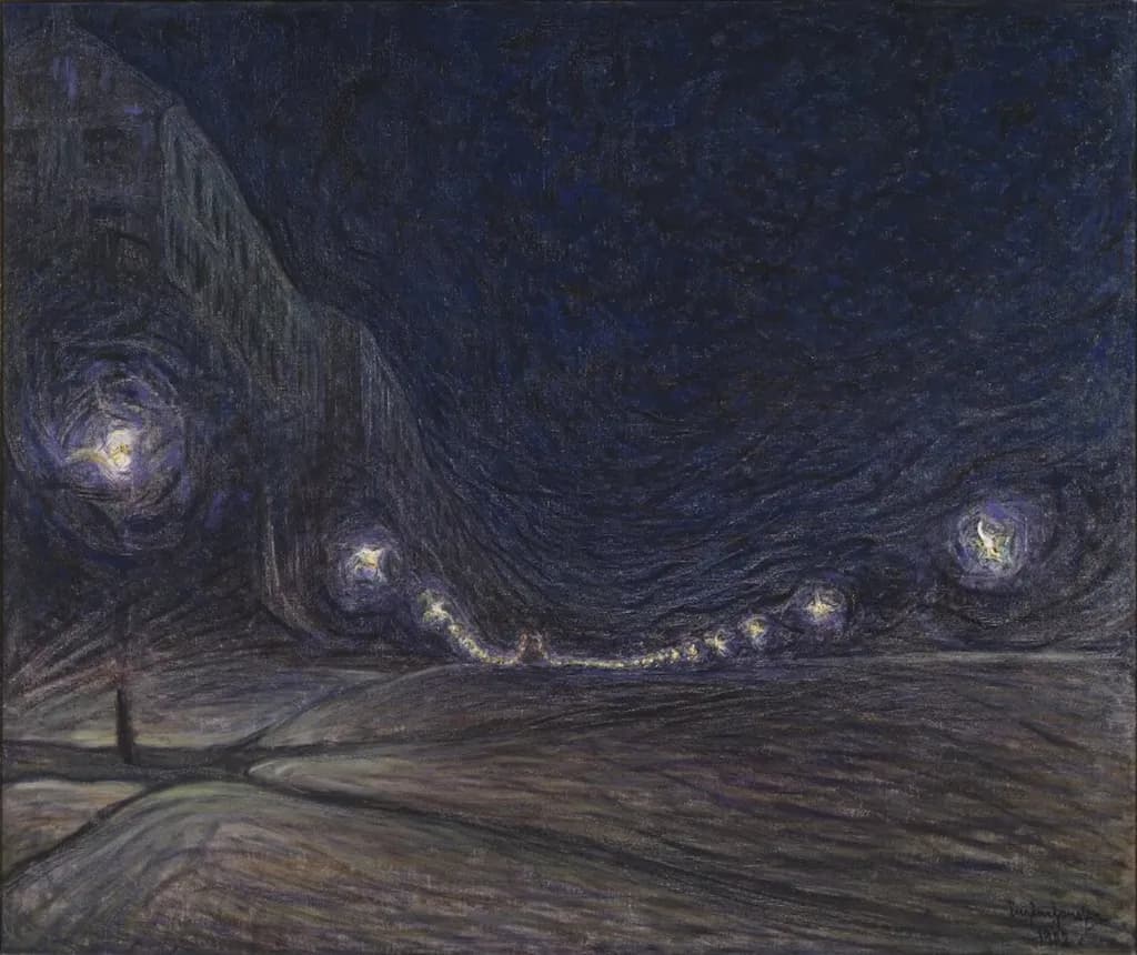 Whispers of the Night: A Swirling Landscape Under Starry Skies