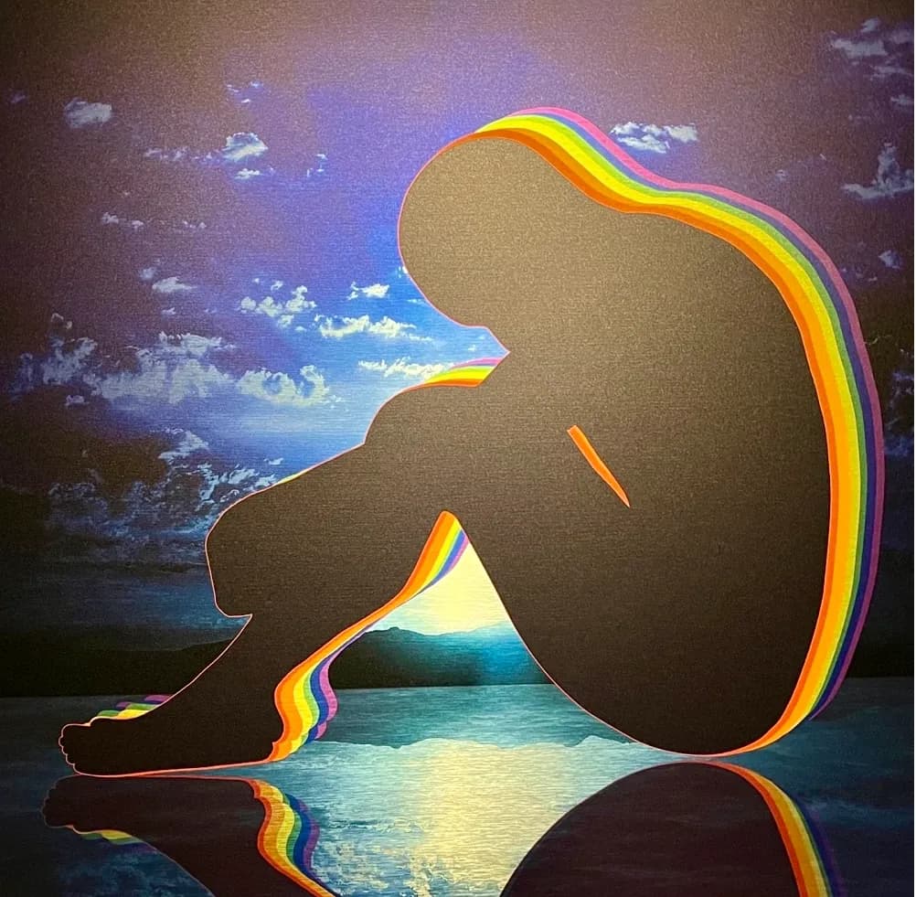 Whispers of Serenity: A Silhouette's Reflection in Colorful Emotion