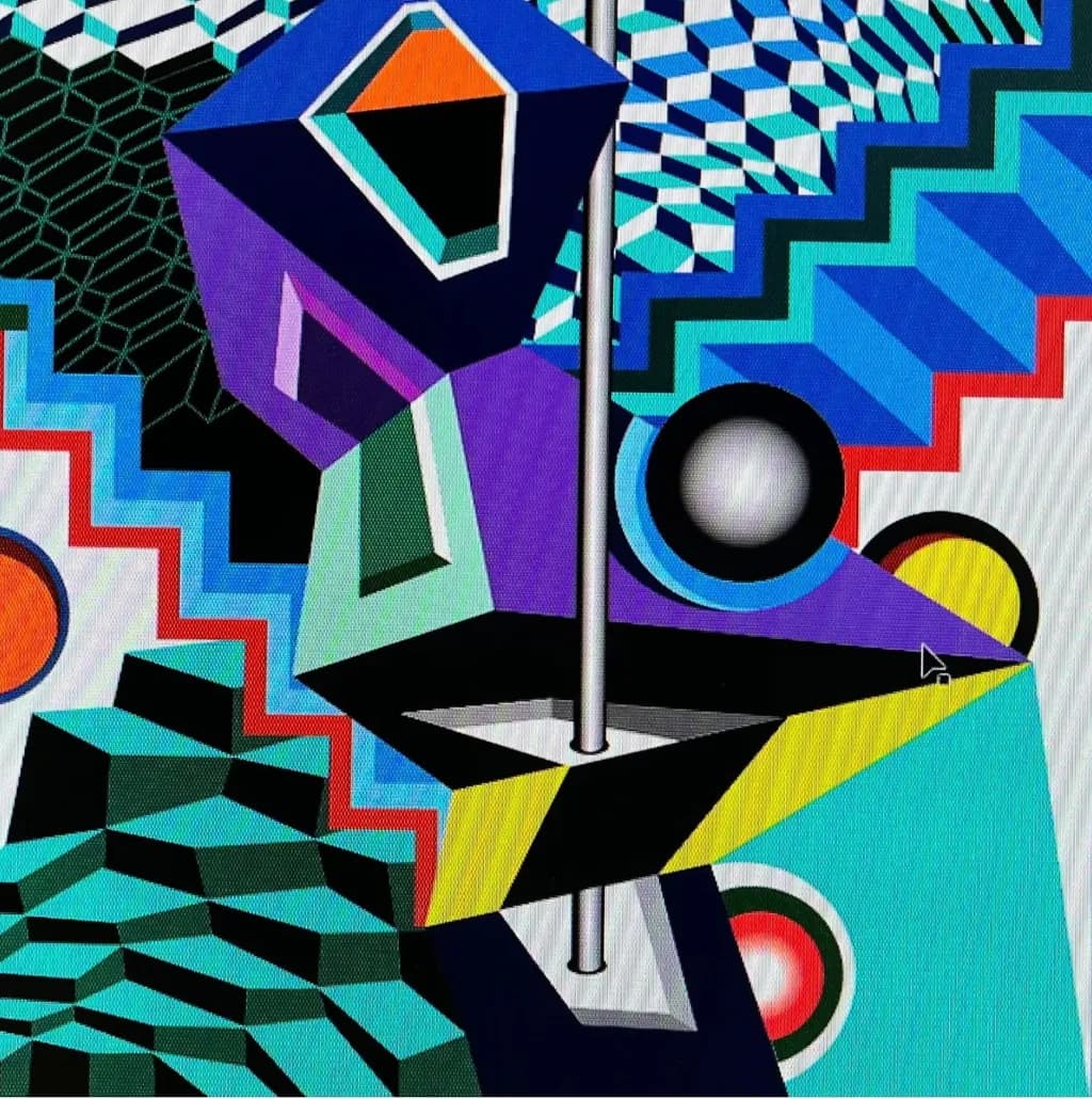 Vibrant Geometric Harmony: A Dance of Color and Form in Abstract Art