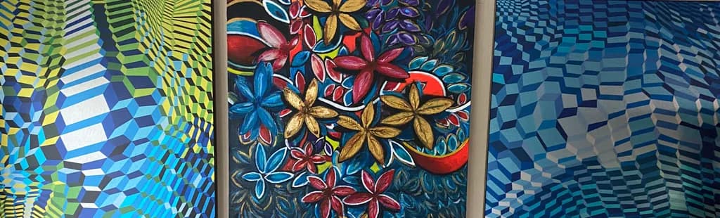 Vibrant Geometric Harmony: A Colorful Abstract Journey Through Patterns and Shapes