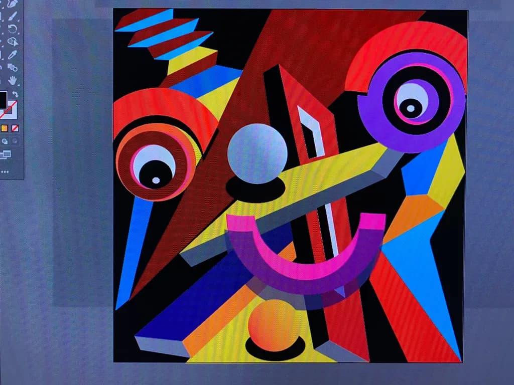 Vibrant Geometric Playfulness: An Abstract Journey Through Color and Form
