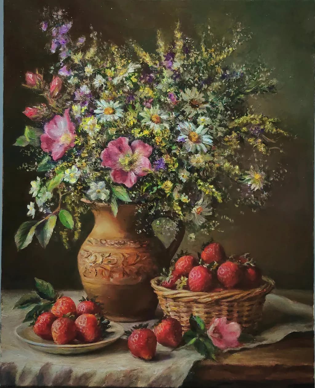 Rustic Blooms and Strawberries