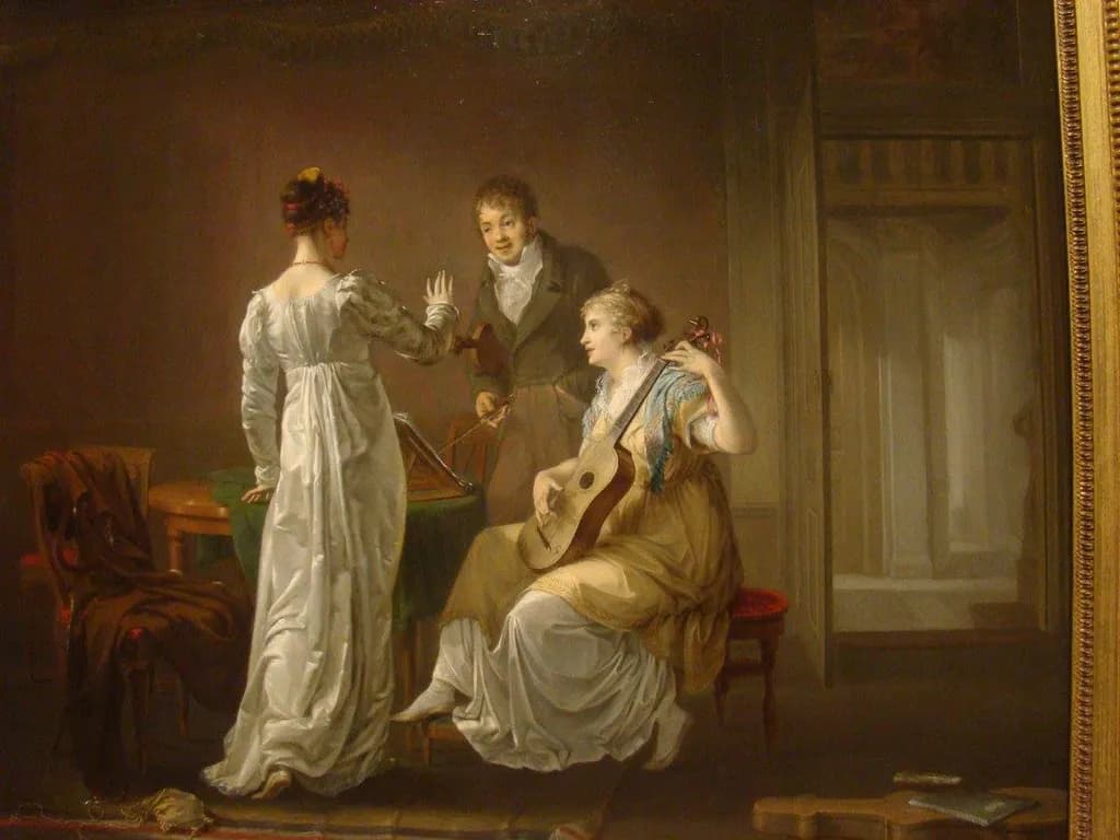 Harmony in Elegance: A Captivating Gathering of Music and Conversation in 19th Century Art