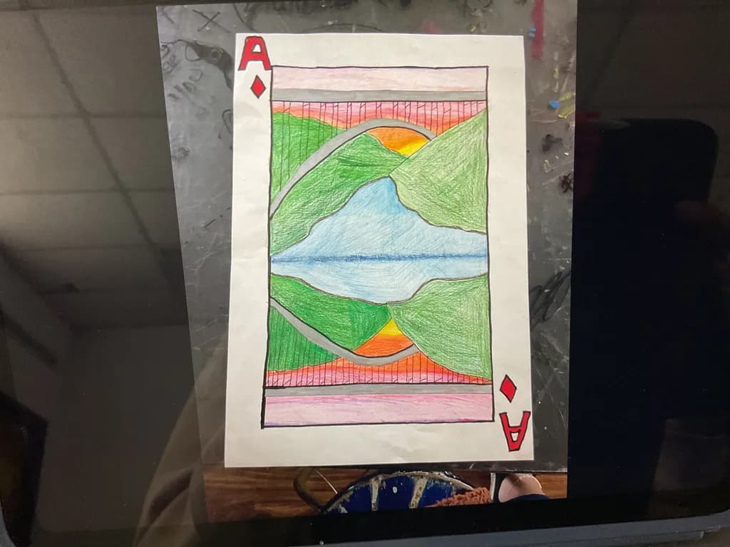 "Reflections of Nature: A Colorful Ace of Diamonds Landscape"