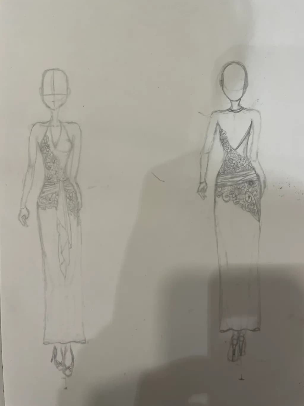 Elegant Fashion Sketch: A Fusion of Grace and Design in Apparel Illustration