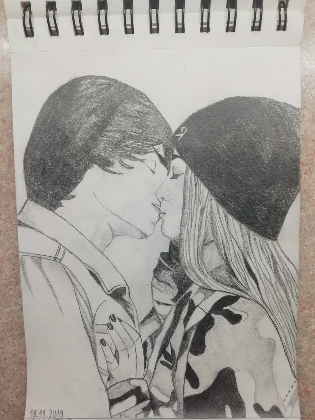 Eternal Embrace: A Tender Moment Captured in Pencil Sketch Art