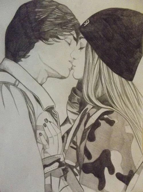 Eternal Embrace: A Tender Moment Captured in Pencil