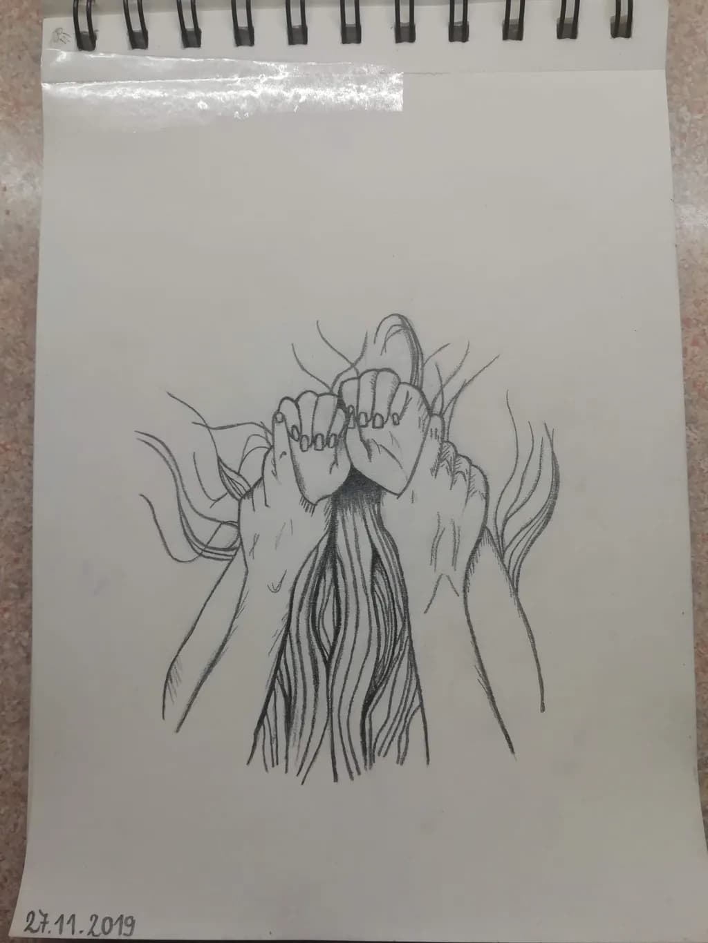Embrace of Shadows: A Dance of Hands and Hair