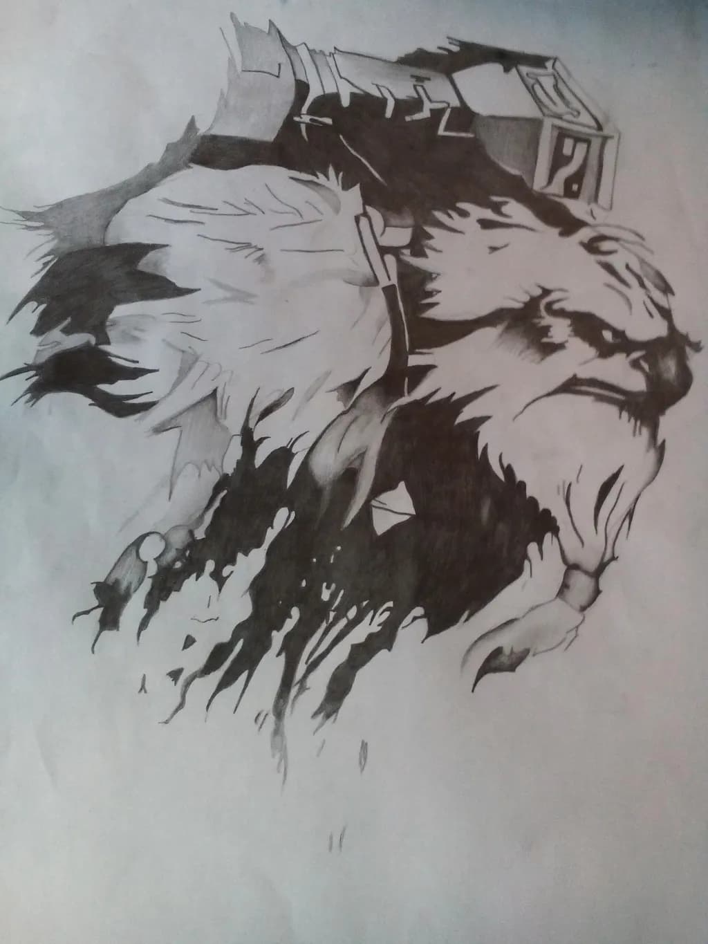 Fierce Monochrome Beast: A Detailed Expression of Power and Emotion