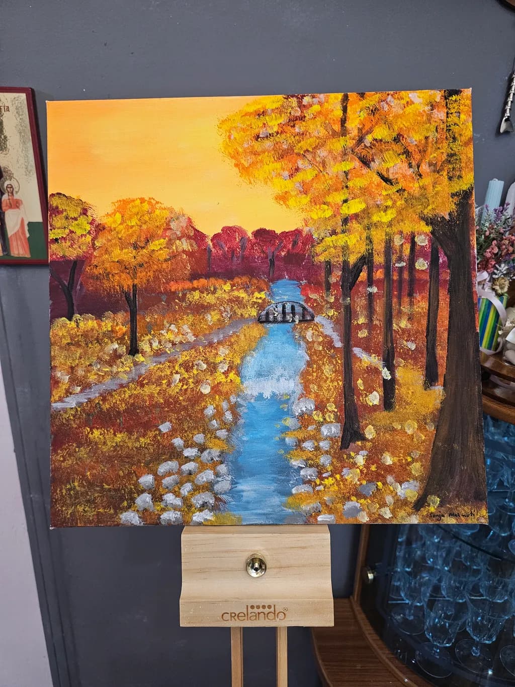 Autumn Serenity: A Tranquil Pathway Through Golden Leaves and Gentle Waters