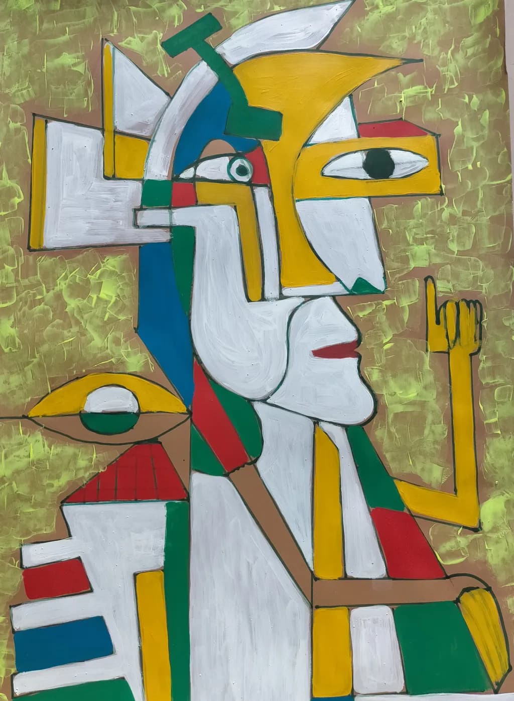 Vibrant Geometric Expression: A Modern Abstract Portrait in Colorful Harmony