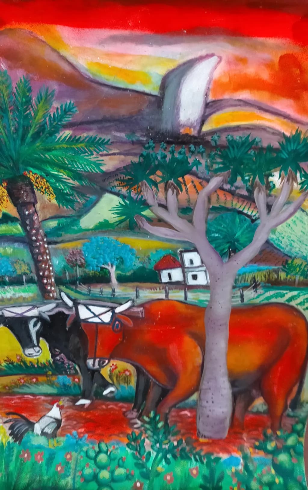 Vibrant Harmony: Cows and Nature in a Colorful Landscape