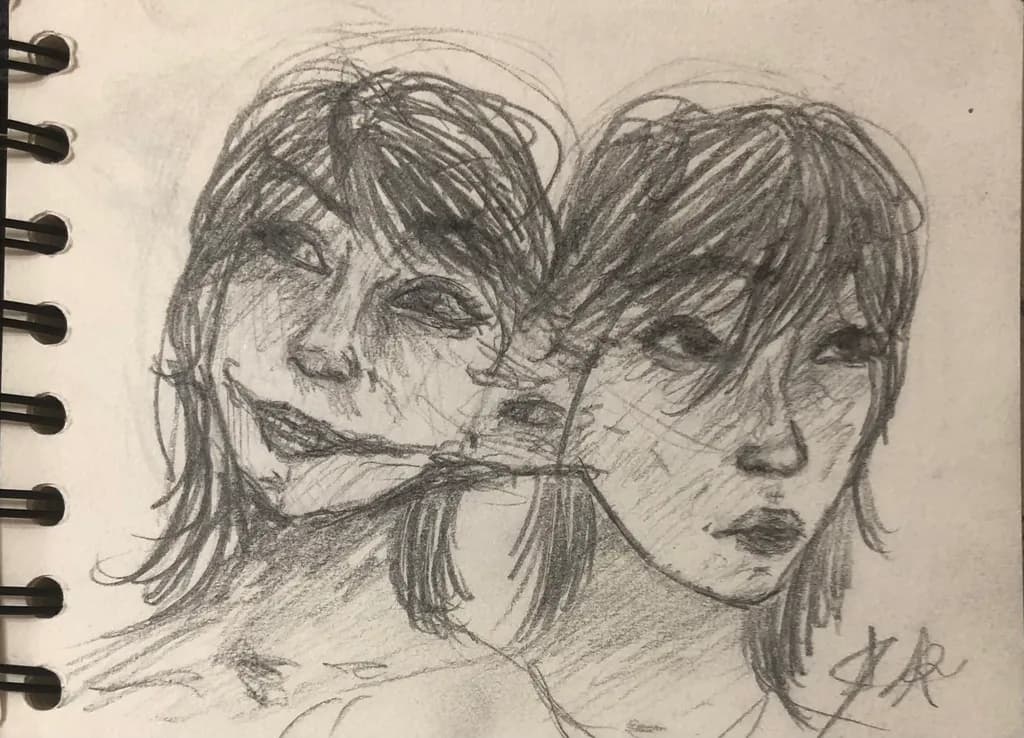 Dual Expressions: A Sketch of Emotion and Contrast in Portrait Artistry