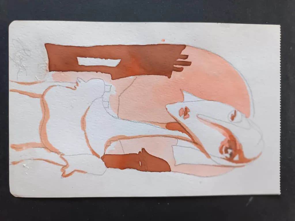 Whispers of Orange: An Abstract Watercolor Portrait of Expression and Emotion