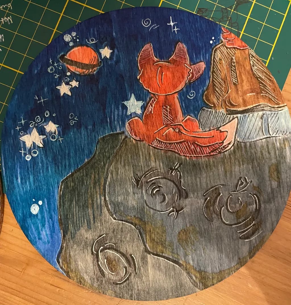 Fox and Girl on Asteroid