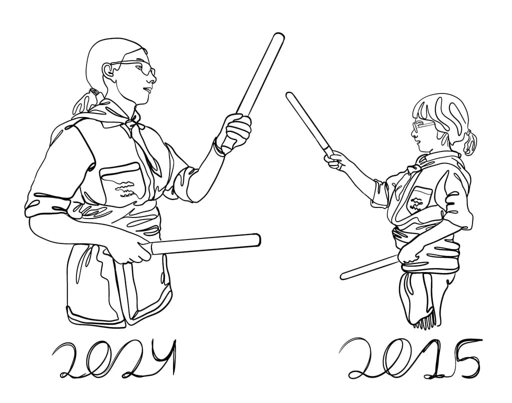 Timeless Echoes: A Journey Through Years of Youthful Expression in Line Art
