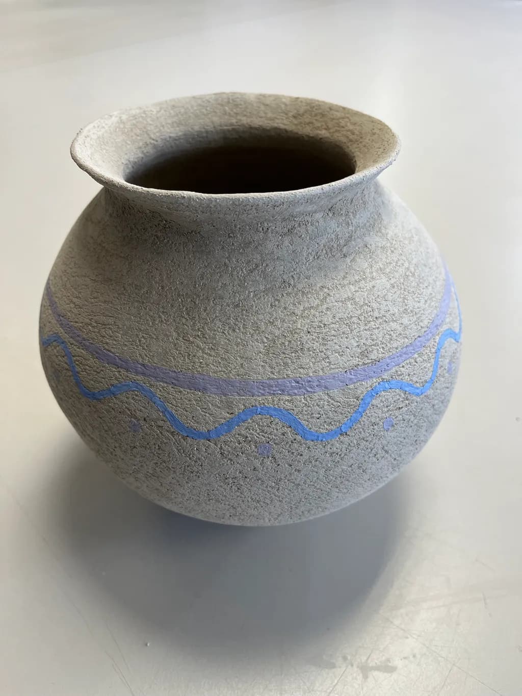 Ceramic Harmony: Handcrafted Decorative Vase with Blue Accents