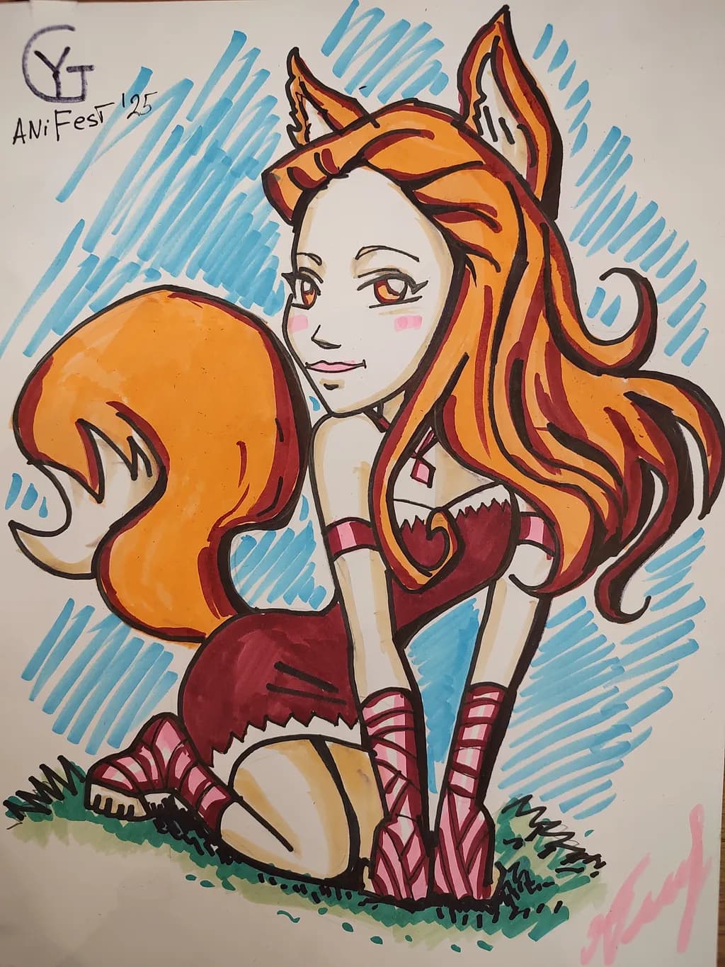 Whimsical Fox Girl: A Playful Fusion of Fantasy and Color