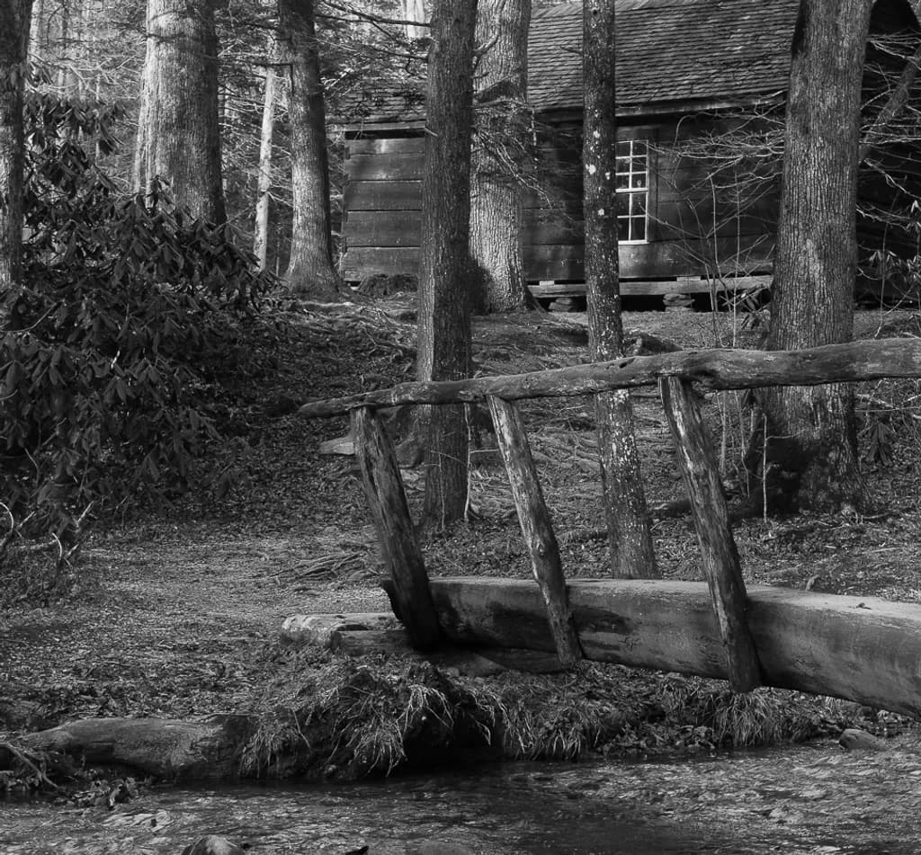 Wooden Bridge by Cabin