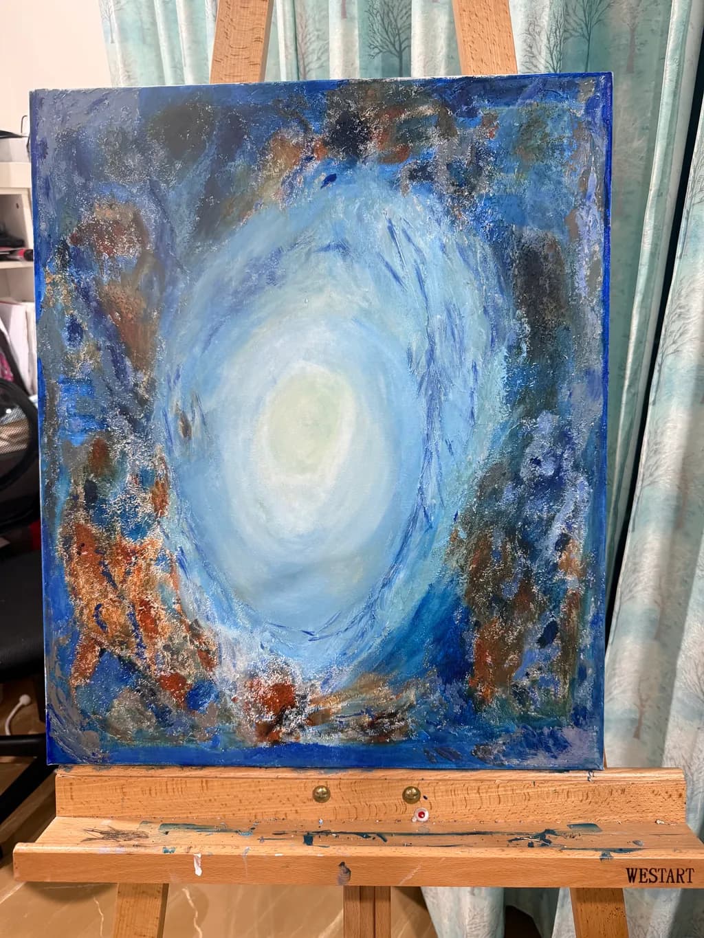 Whispers of the Abyss: A Journey Through Celestial Blues and Earthy Hues