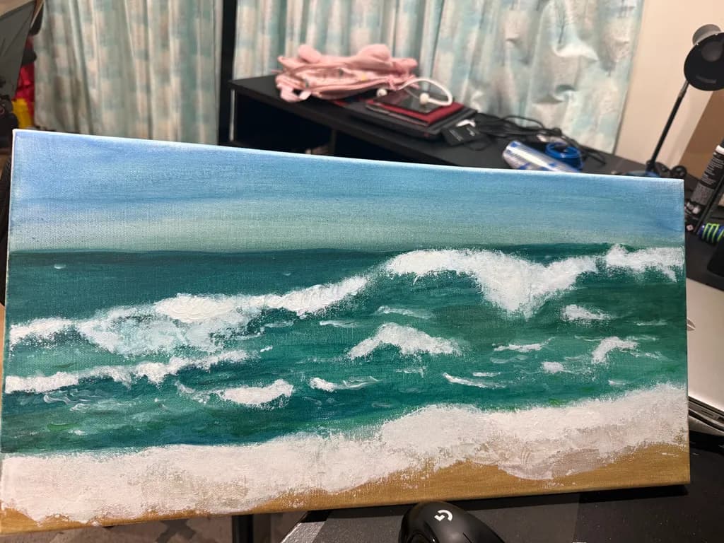 Whispers of the Ocean: A Serene Seascape in Turquoise and White Waves