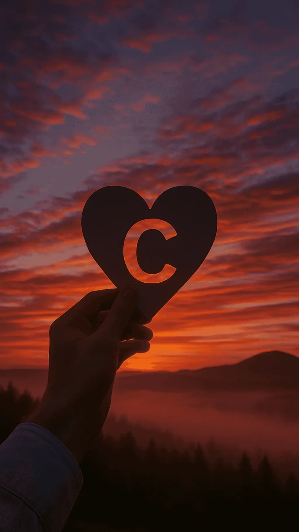 Heartfelt Sunset: A Love Letter to the Letter 'C' in Nature's Embrace