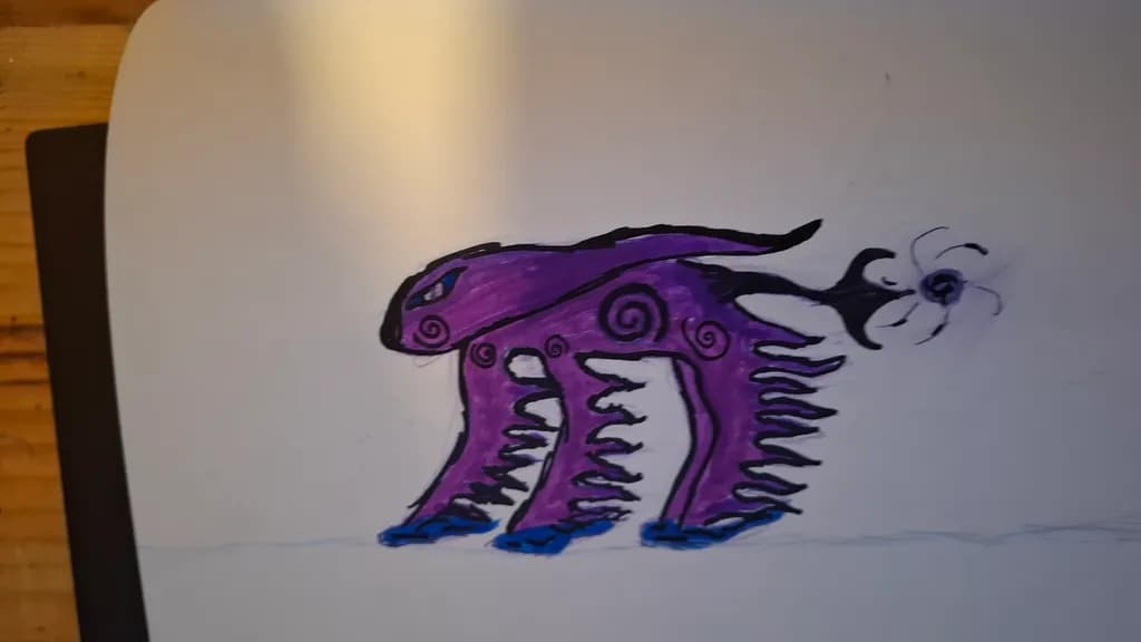 Whimsical Purple Creature: An Abstract Journey Through Color and Imagination