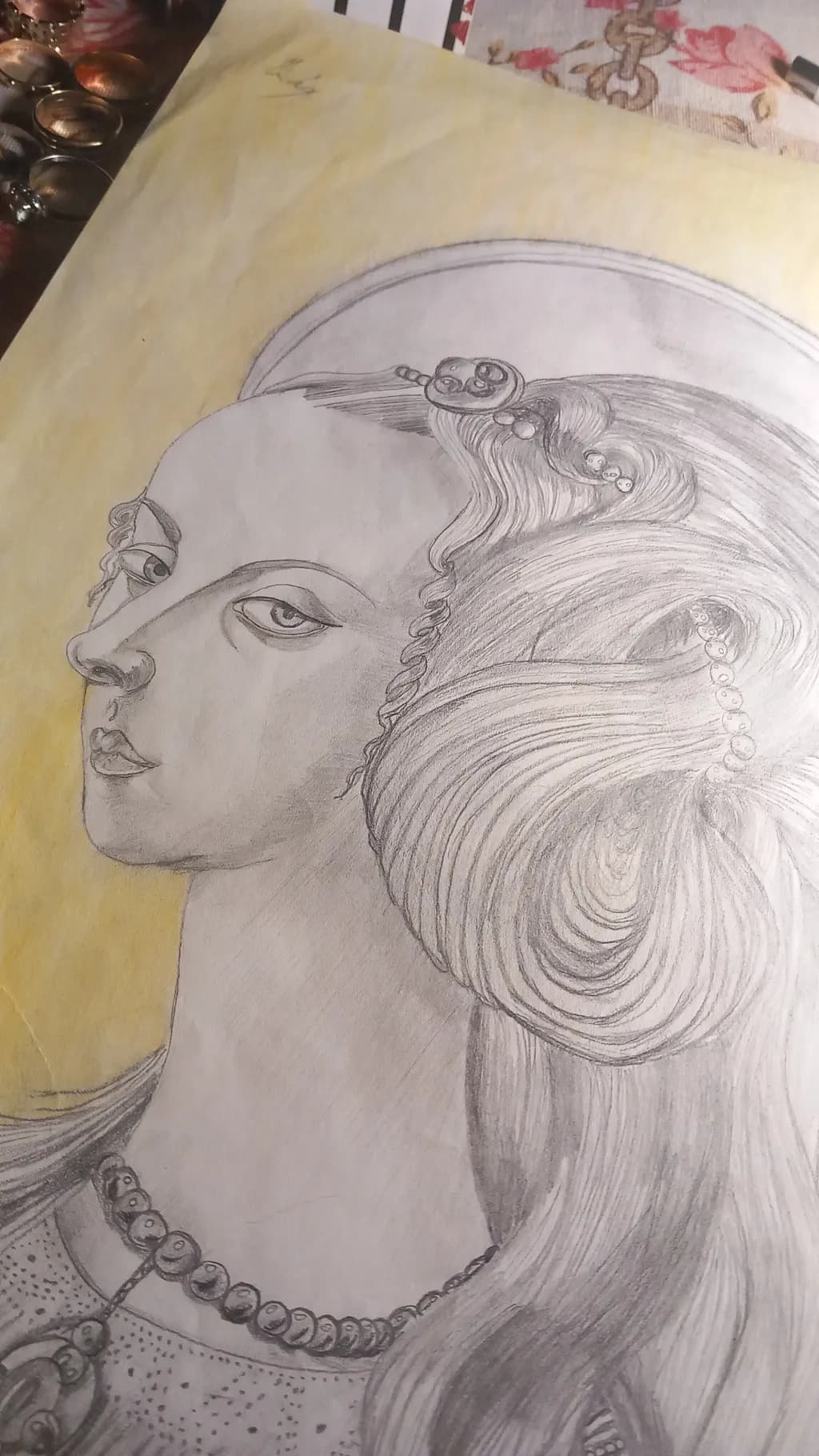 Ethereal Elegance: A Portrait of Timeless Beauty in Pencil and Pastel