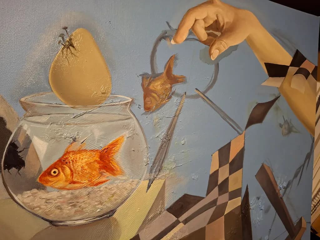 Whimsical Reflections: The Dance of Goldfish and Dreams