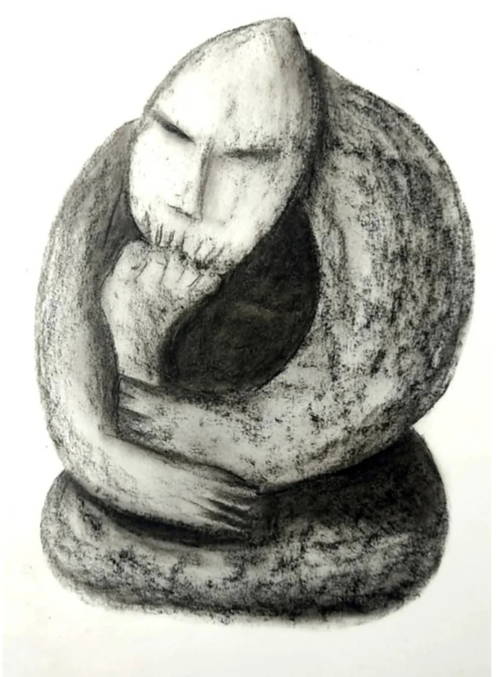 Whispers of Contemplation: An Abstract Monochrome Sculpture of Emotion and Form