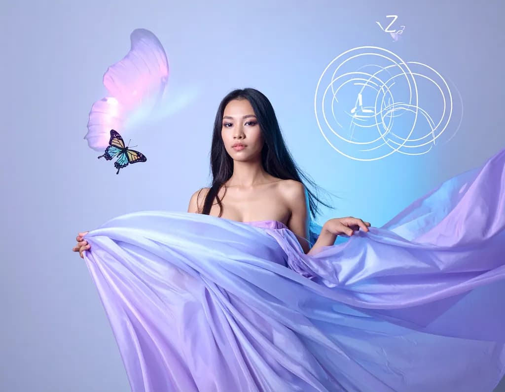 Whispers of Elegance: A Dance with Butterflies and Silk