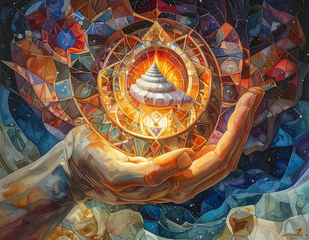 Celestial Embrace: Illuminating the Essence of Creation in a Cosmic Hand