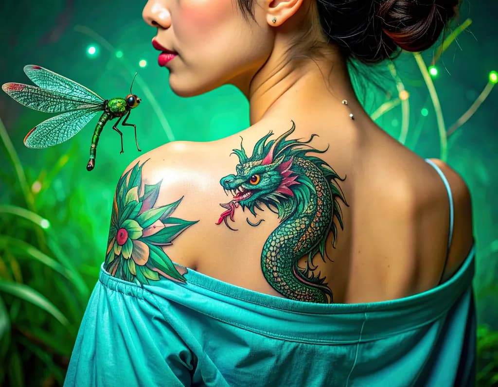 Whispers of the Dragonfly: A Vibrant Tattoo Journey on the Canvas of Skin