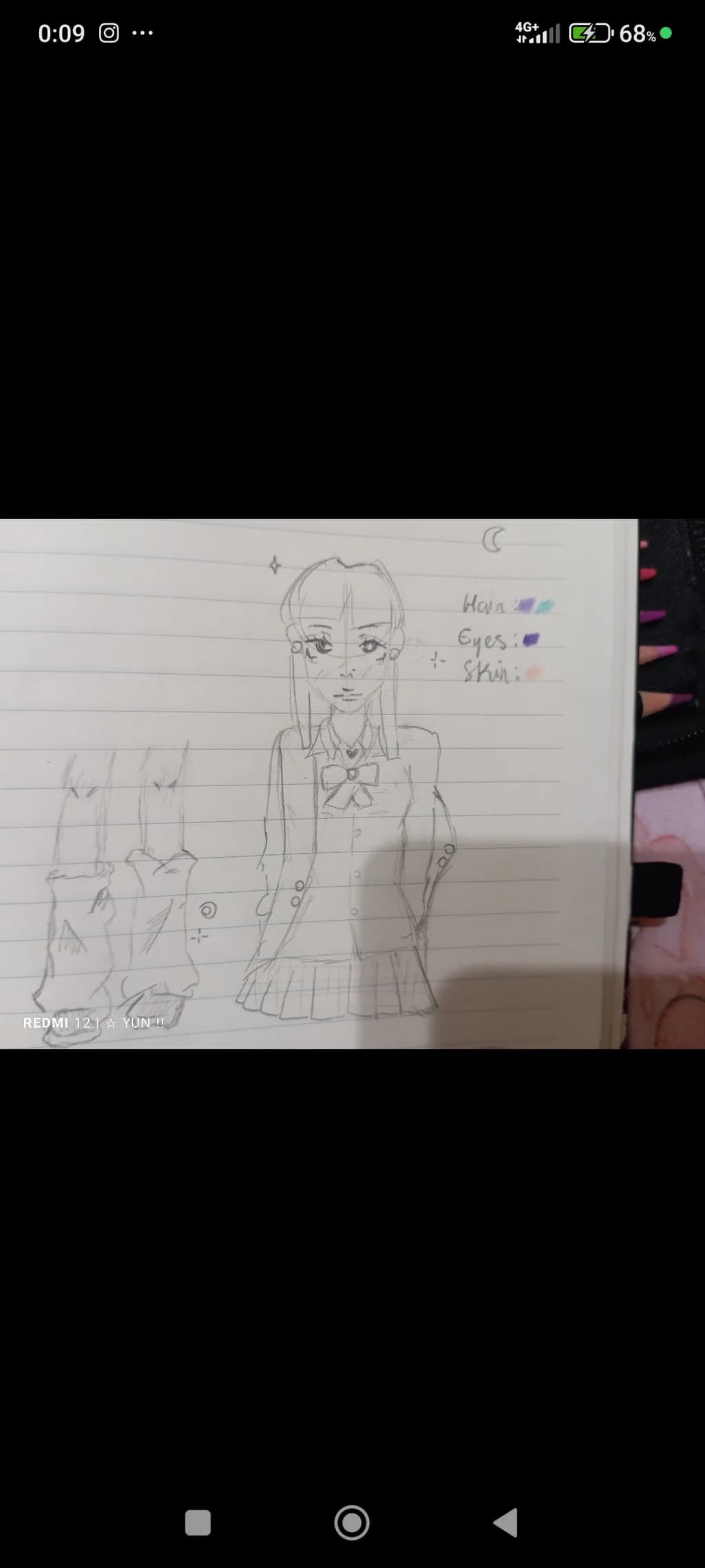 Charming Anime Character Sketch: Fashionable Design with Elegant Details