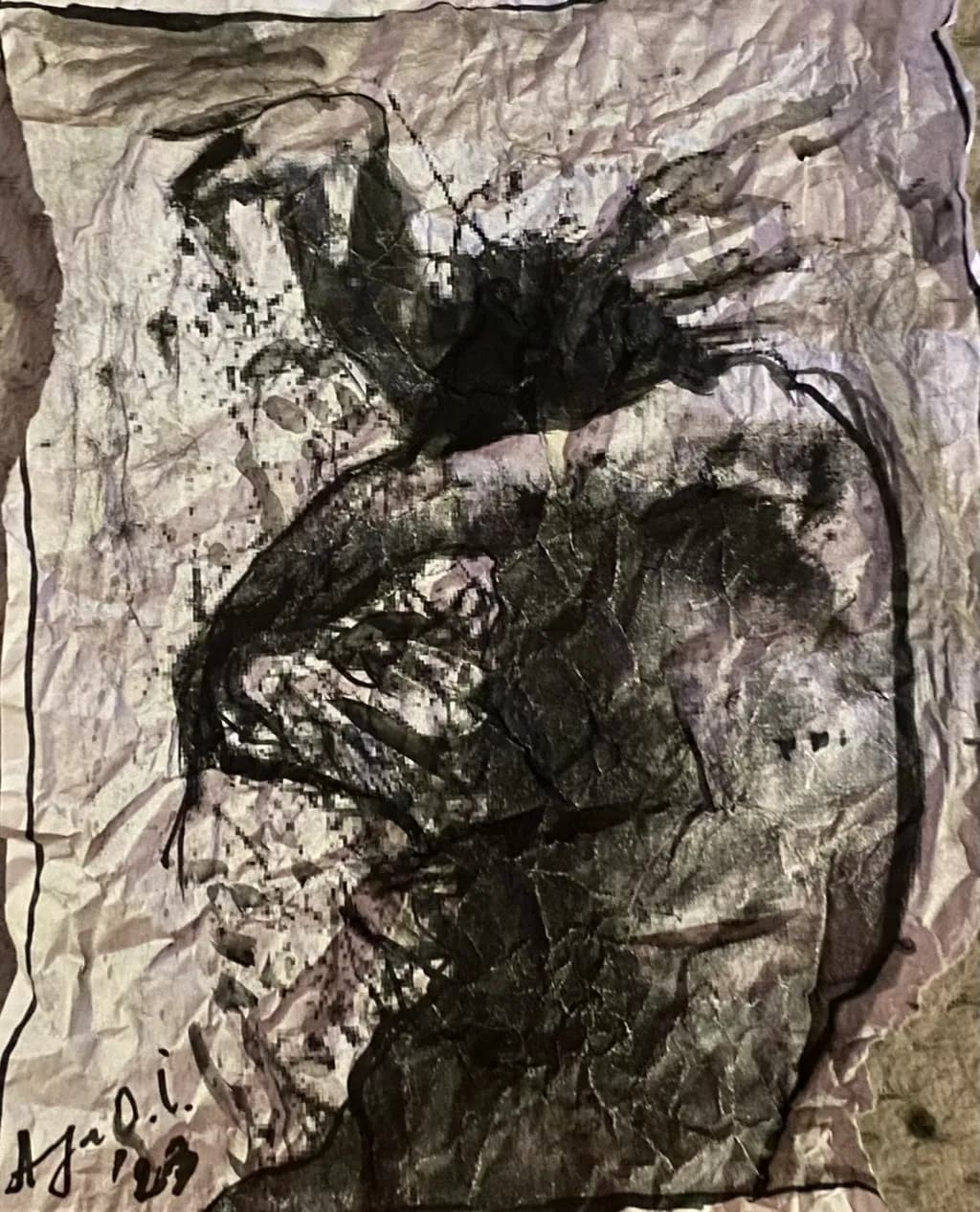 Crumpled Expressions: An Abstract Journey Through Monochrome Textures