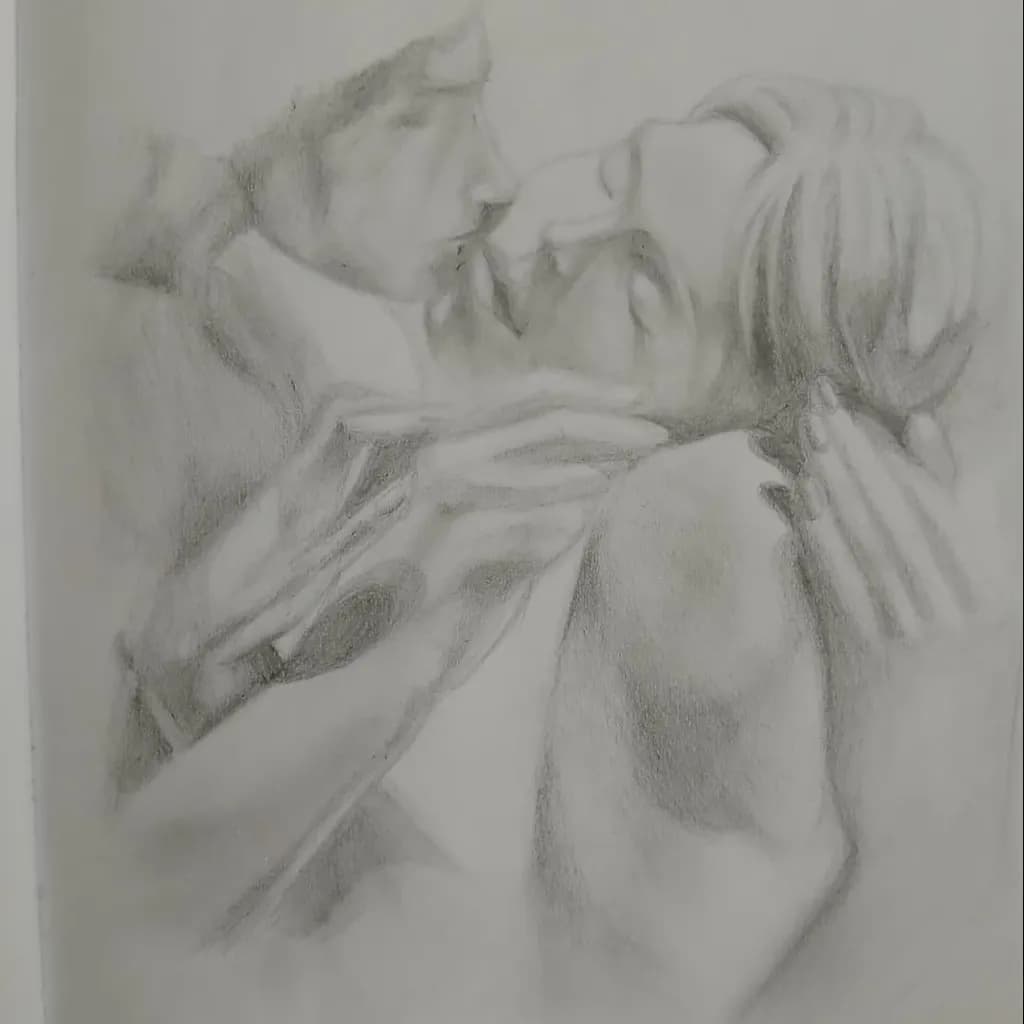 Whispers of Affection: A Tender Embrace in Pencil Sketch Form